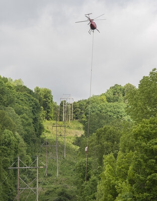Mon Power Deploys Aerial Saw to Trim Trees in Hard-to-Access Areas