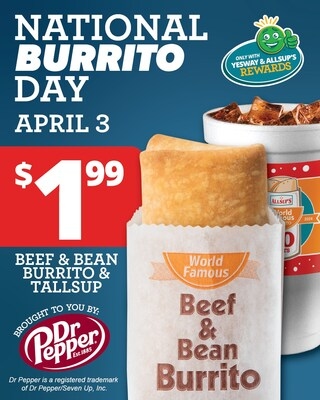 Celebrate National Burrito Day with Yesway and Allsup's Exclusive $1.99 Deal for Rewards Members on April 3rd