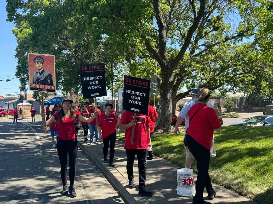 Employees strike at Hilton Sacramento Arden West hotel over housekeeper workload