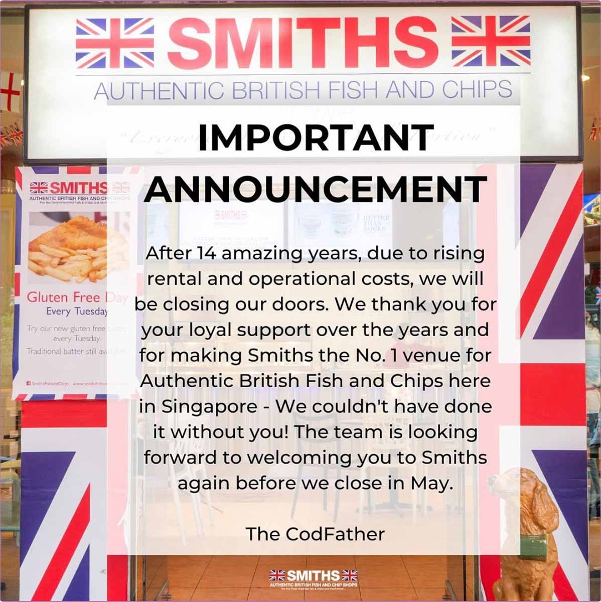 No.1 Fish & Chips restaurant bids farewell to Singapore's shores in May