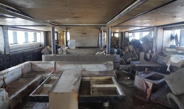 Pictures reveal inside of Bayesian sunken superyacht after it was resurfaced for full examination