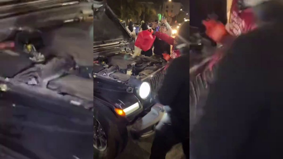 Fact Check: Video doesn't show people setting Jeep on fire during LA protests