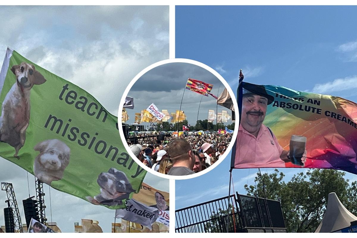 The best and funniest flags so far at Glastonbury Festival 2025