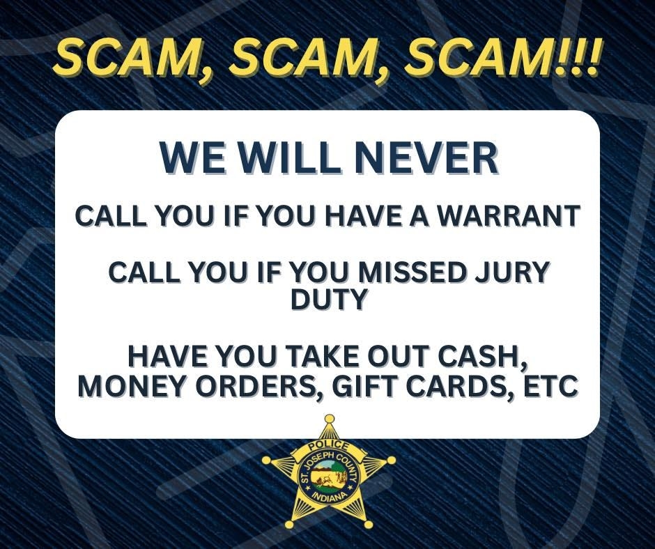 Don't fall for this scam: Caller impersonates St. Joseph County officer asking for money