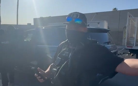 People protest in Indio against ICE immigration raids