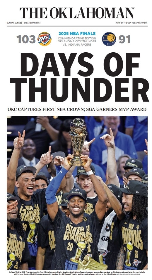 Celebrate Thunder's first NBA title with commemorative page prints, books, gear, keepsakes