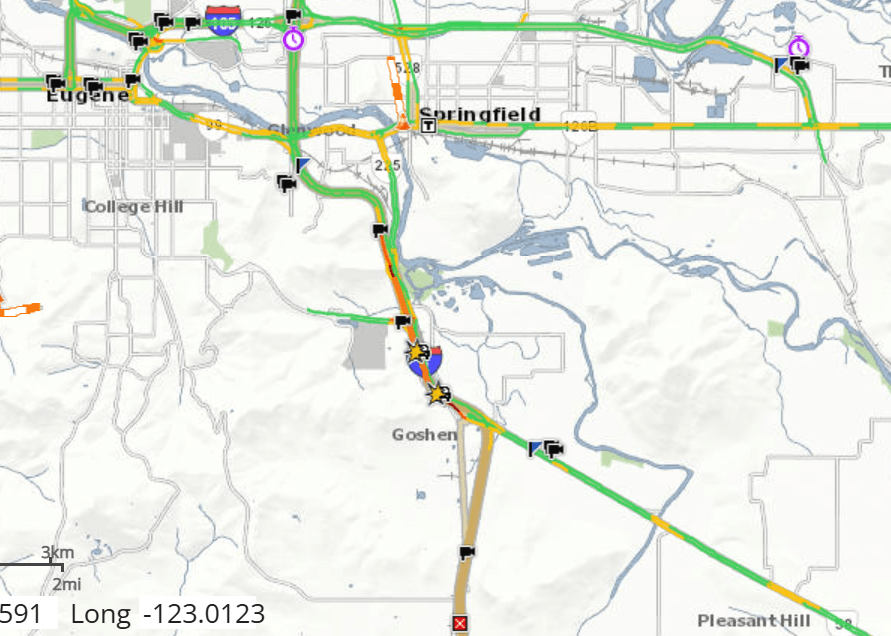 Traffic alert: I-5 shut down south of Goshen due to car crash