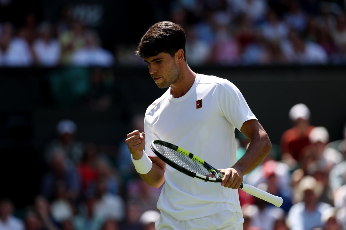 Carlos Alcaraz stutters to opening Wimbledon win in five-set epic against Fabio Fognini