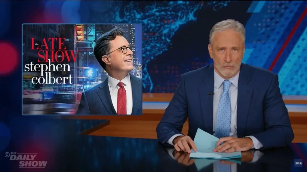 Jon Stewart Sings the Gospel of ‘Go F– Yourself' to Paramount Over Colbert Cancelation