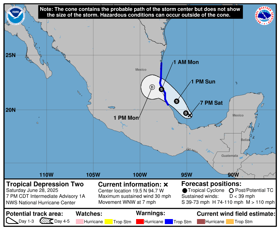 Tropical Depression Two forms off southeastern Mexico, forecast to become tropical storm