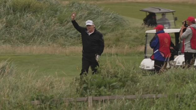 Trump tees off at Turnberry during UK visit