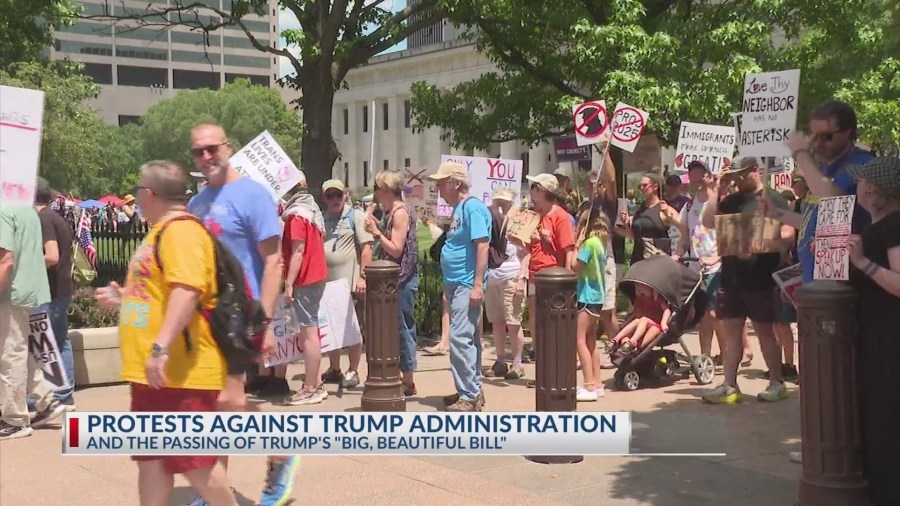 Thousands mark Fourth of July protesting Trump policies and 'Big, Beautiful Bill'