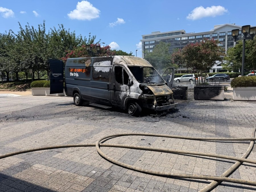 PHOTOS: Amazon truck catches fire in Arlington