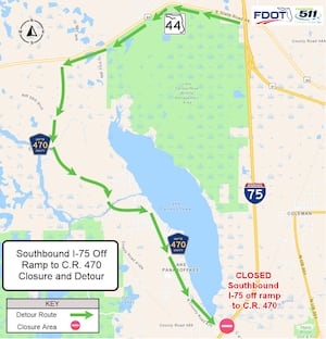 Traffic Advisory: Sumter County ramps at C.R. 470 and State Road 48 to close overnight