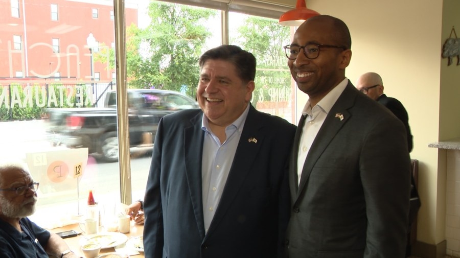 Bronzeville restaurant serves up politics as Pritzker, Mitchell make first campaign stop