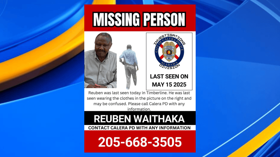 Calera Police Department still searching for Reuben Waithaka, requesting the public's assistance