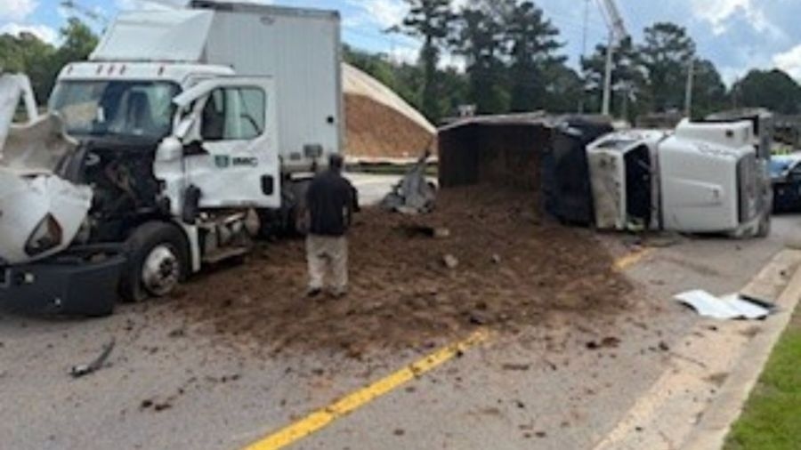 Escambia County crash: 2 injured, dump truck overturns