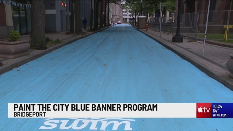 Bridgeport ‘painting the city blue' ahead of Swim Across the Sound fundraiser