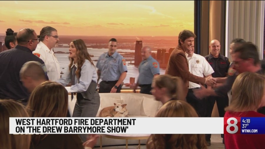 West Hartford firefighters surprise guest on Drew Barrymore Show