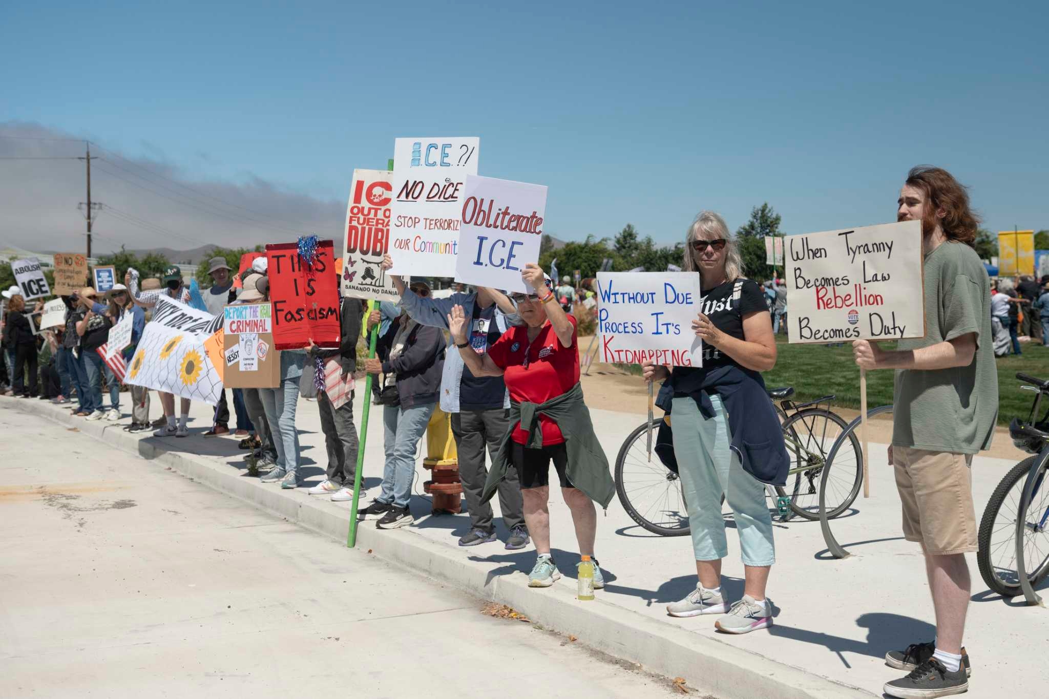 ‘Keep ICE out of Dublin': Hundreds protest prospect of immigrant detention centers