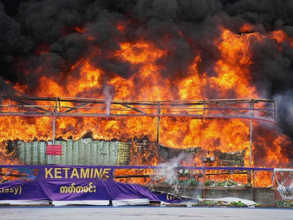 Myanmar burns confiscated drugs worth around US$300 million