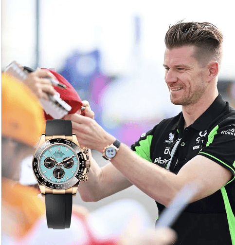 أناقة على منصة التتويج.. ساعة Rolex Daytona تسرق الأضواء من يد هولكنبرغ