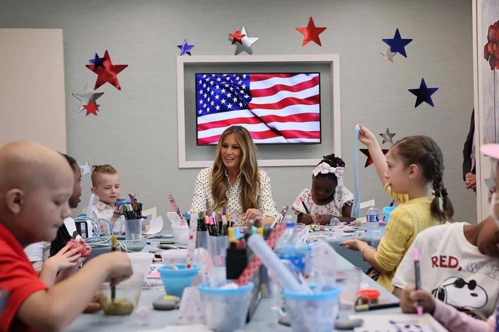 Melania Trump Meets with Patients, Visits Garden at Washington Children's Hospital