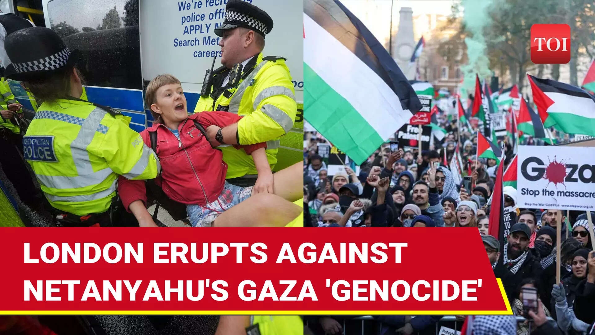 UK Erupts Against 'Child Killer' Israel; Thousands March For Gaza In London, Manchester; 100 Held