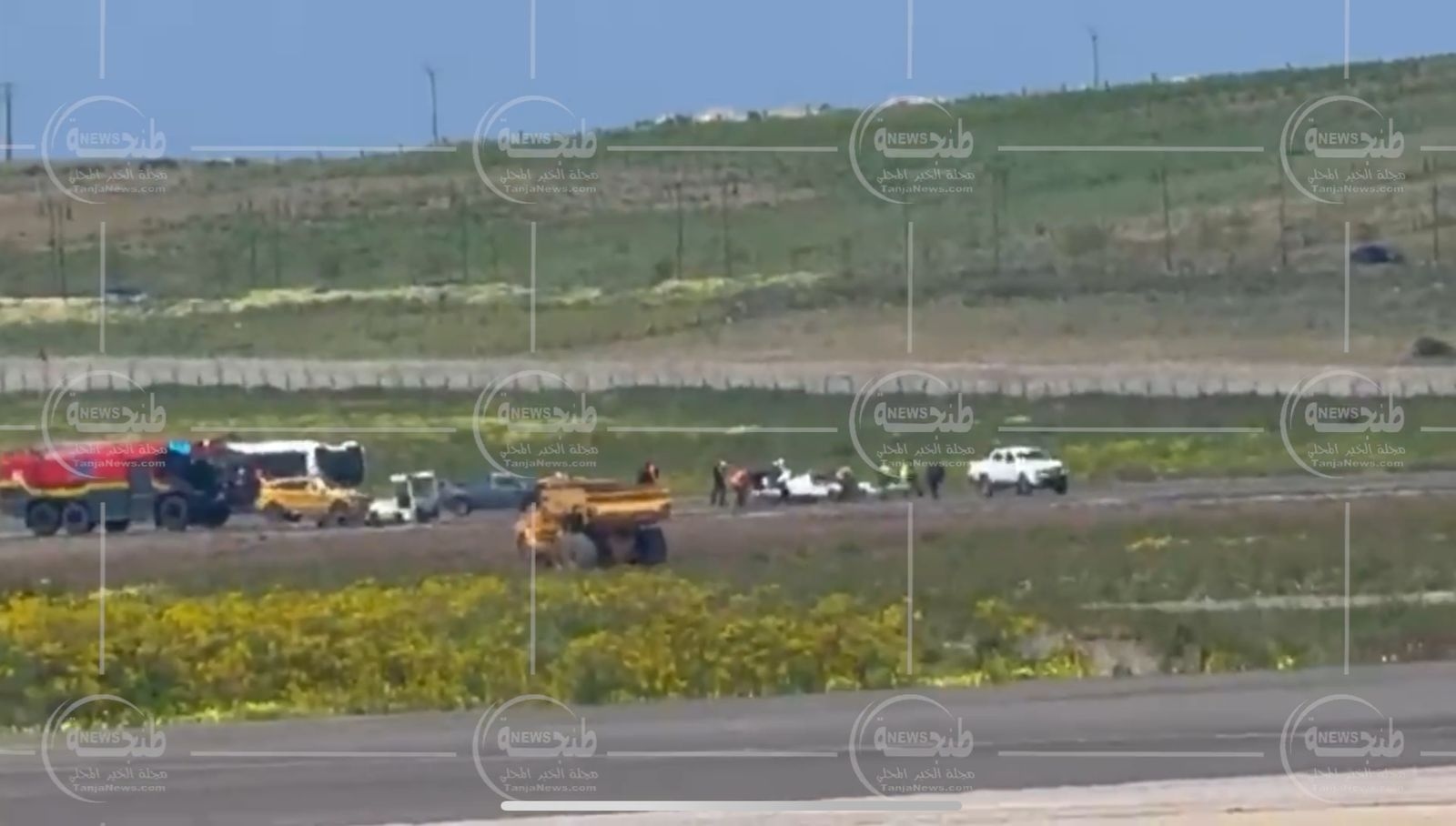 حادث طيران بمطار طنجة إثر خلل في عجلات الهبوط (فيديو)