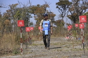 Prince Harry walks through minefield