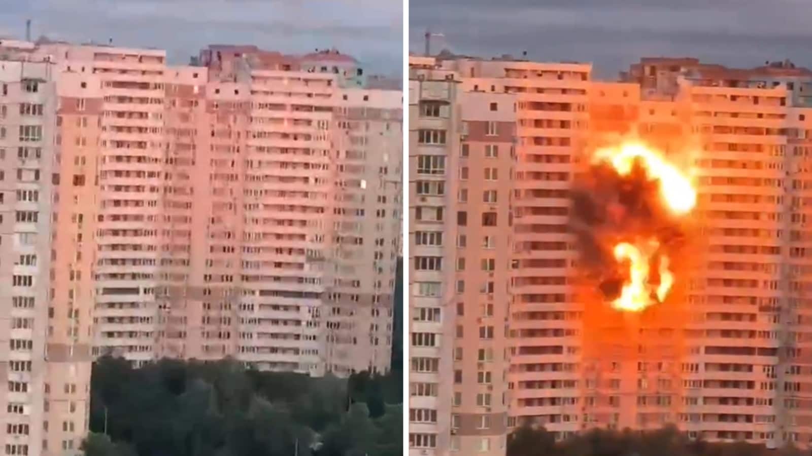 Caught on camera: Terrifying moment Russian drone hits apartment building in Kyiv