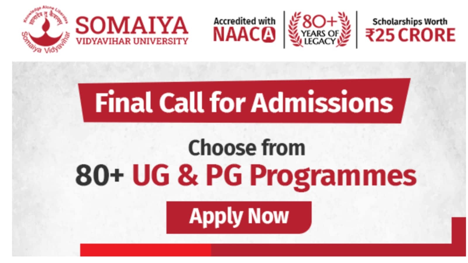 Somaiya Vidyavihar University Announces Final Admission Round for UG and PG Programmes