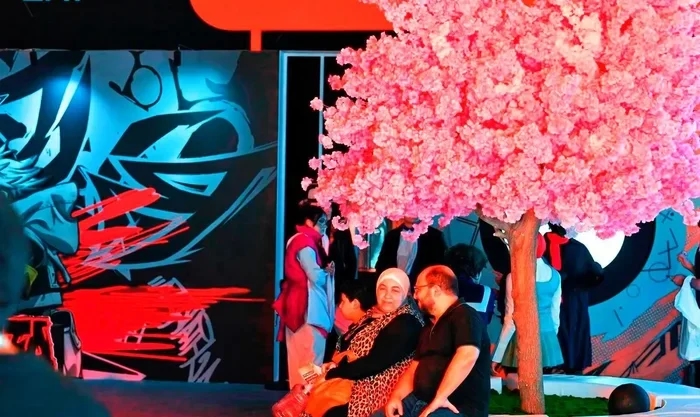 Sakura Trees Enchant Visitors at Japan Pavilion During Esports World Cup