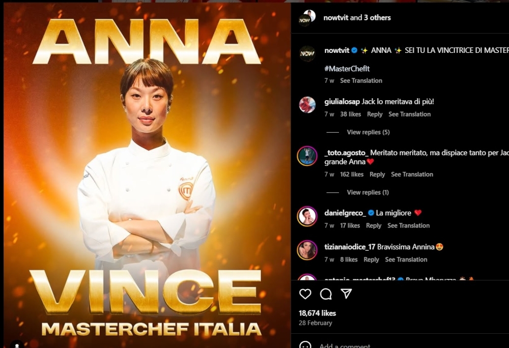 Fusion and fire: Anna Zhang Yilan becomes first Chinese winner of MasterChef Italia with bold cultural blend