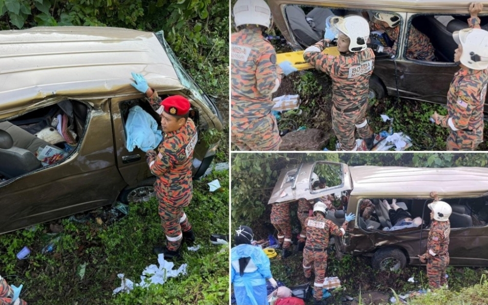 Driver killed, nine injured in Hiace van crash on Kunak-Lahad Datu road