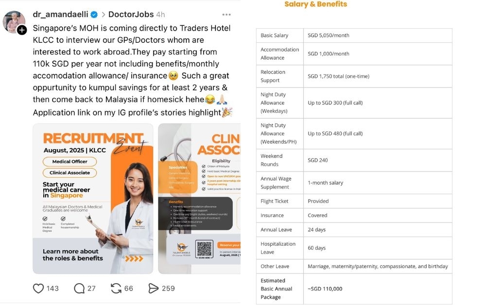 Singapore courts Malaysian doctors with RM385,000 salary offers at KLCC amid concerns over brain drain