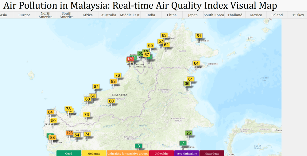 Miri's air quality deteriorates, reaching unhealthy levels with API of 139