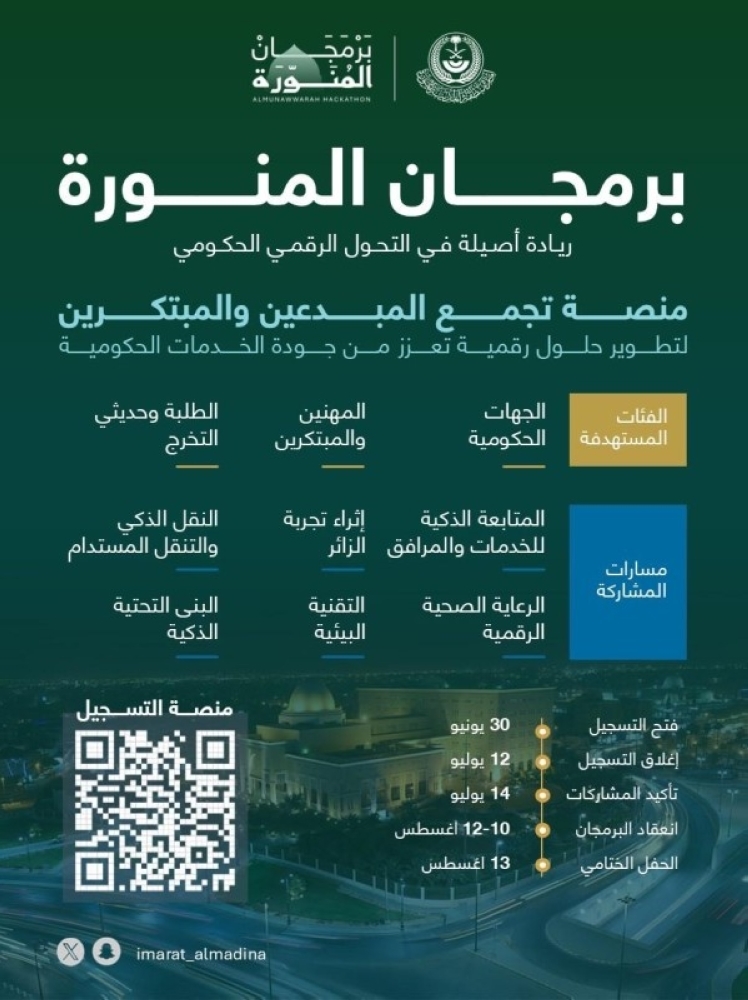 إمارة منطقة المدينة المنورة تطلق مبادرة «برمجان المنورة»