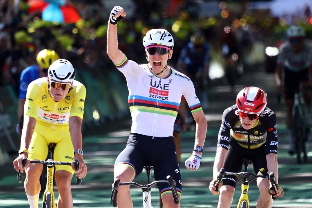 Pogacar celebrates 100th professional victory on Tour de France stage four