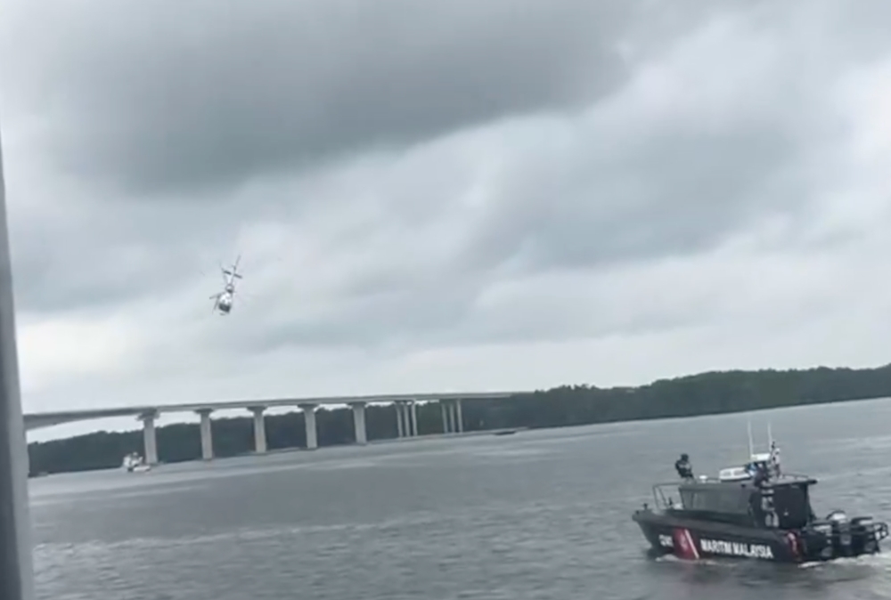 Police helicopter crash-lands in Johor's Sungai Pulai, all five crew rescued